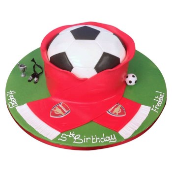 Football And Scarf Theme Fondant Cake