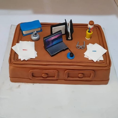 Office Table Theme Fondant Cake Delivery in Delhi