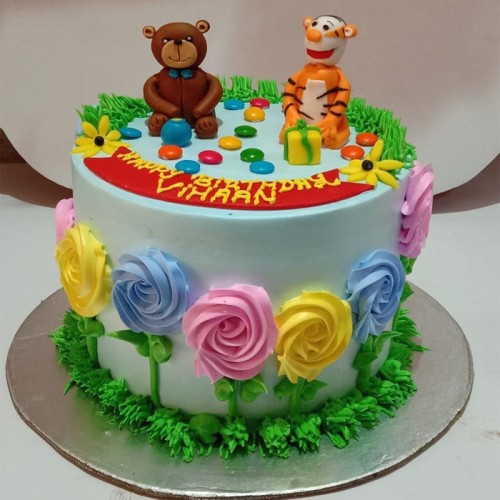 Teddy and Tiger Theme Cake Delivery in Delhi