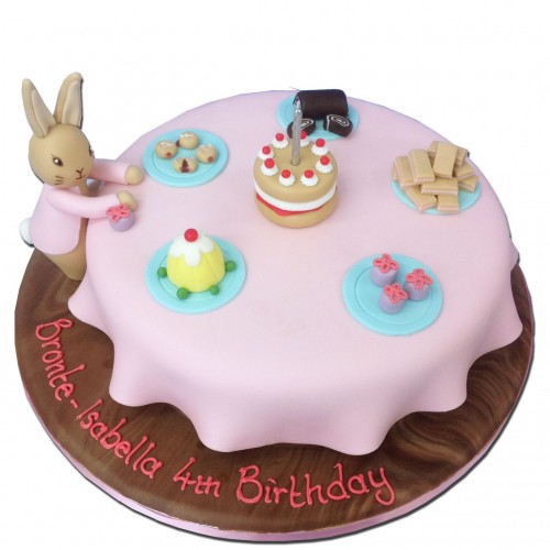 Bunny's Tea Party Fondant Cake Delivery in Delhi