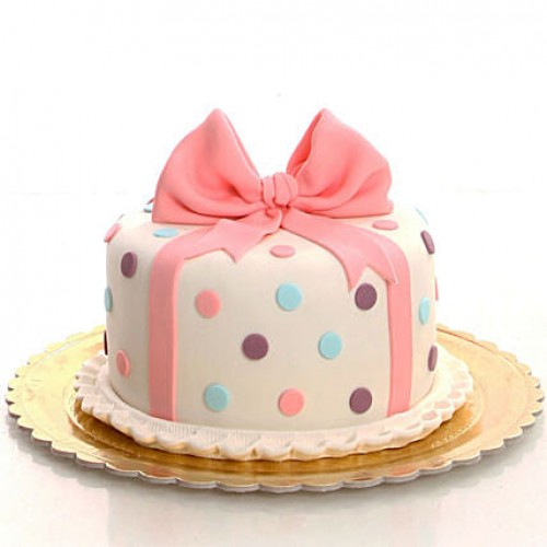Pink Bow & Dots Fondant Cake Delivery in Delhi