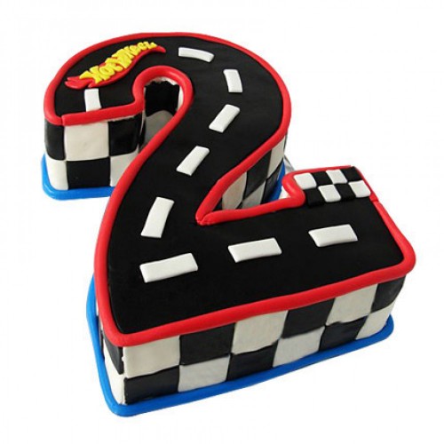 2 Number Racing Track Fondant Cake Delivery in Delhi