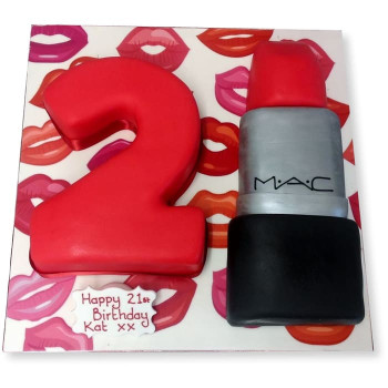21 st Birthday Lipstick Fondant Cake 21 st Birthday Lipstick Fondant Cake