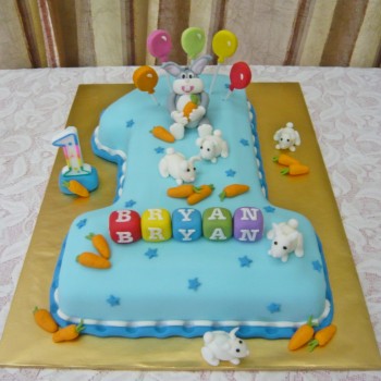 Bug Bunny Theme 1st Birthday Cake