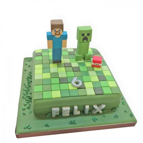 Minecraft Game Birthday Fondant Cake Delivery in Delhi