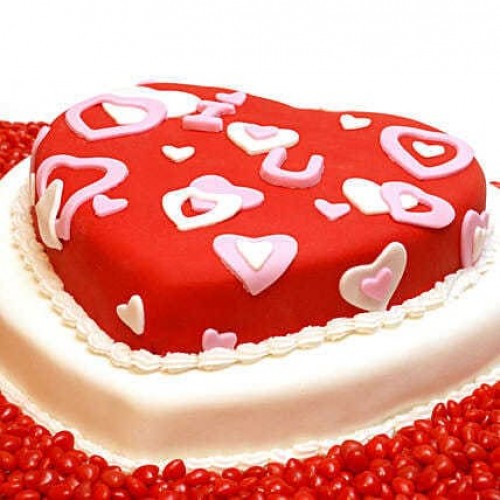 Red Heart Designer Fondant Cake Delivery in Delhi