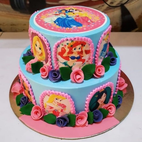 Disney Princess 2 Tier Designer Cake Delivery in Delhi