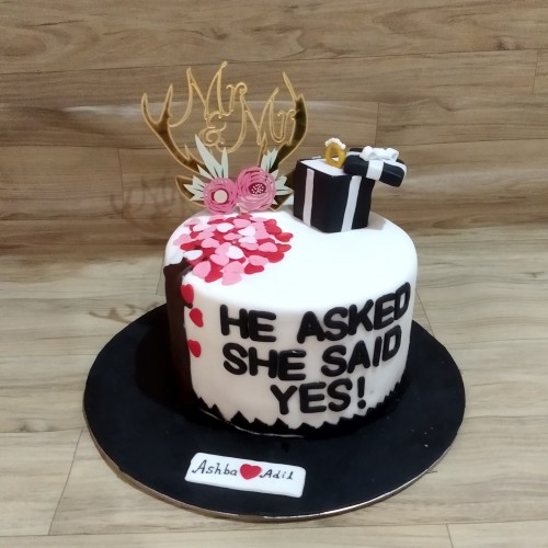 Miss to Mrs Engagement Fondant Cake Delivery in Delhi NCR