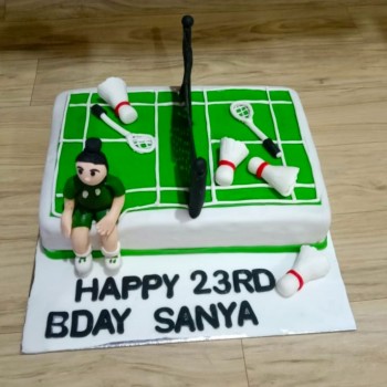 Badminton Court Theme Fondant Cake