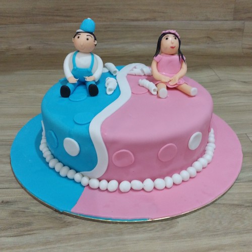 Cute Boy and Girl Theme Fondant Cake Delivery in Delhi NCR