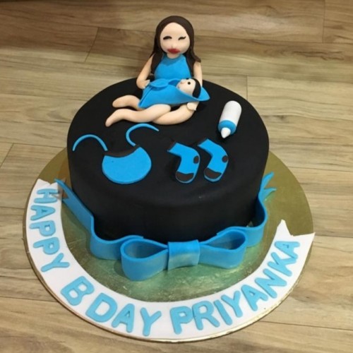 Mother With Baby Fondant Cake Delivery in Delhi NCR