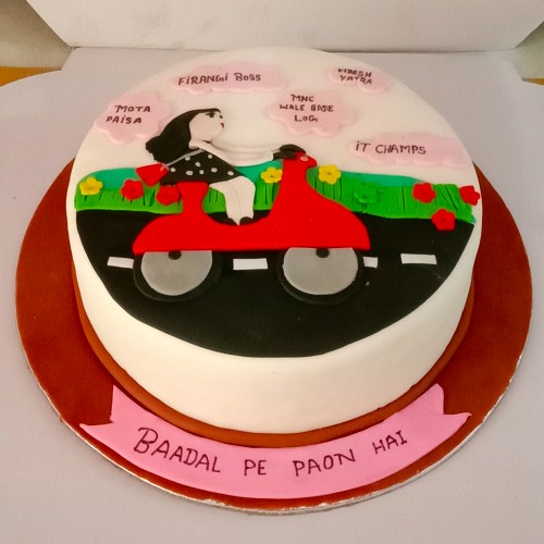 Ambitious Girl Theme Fondant Cake Delivery in Delhi NCR