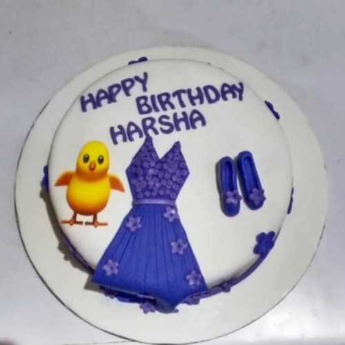 Blue Gown Dress Theme Fondant Cake Delivery in Delhi