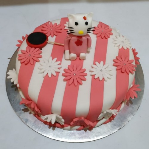 Hello Kitty Theme Fondant Cake Delivery in Delhi NCR