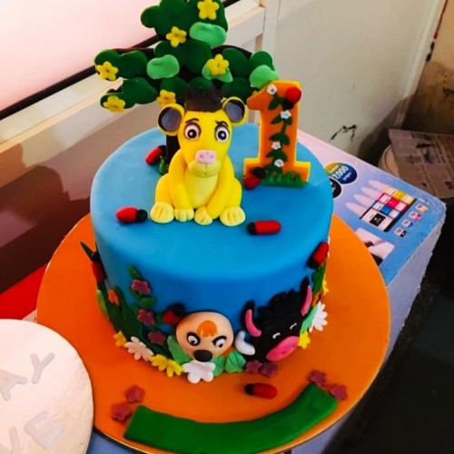 Jungle & Animal Theme 1st Birthday Cake Delivery in Delhi