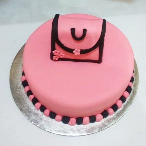 Pink Bag Theme Fondant Cake Delivery in Delhi