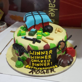 PUBG Birthday Fondant Cake PUBG Birthday Fondant Cake