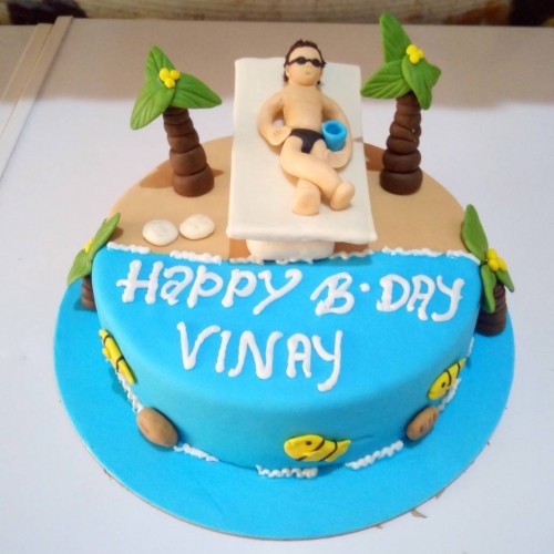 Relaxing on Beach Theme Cake Delivery in Delhi