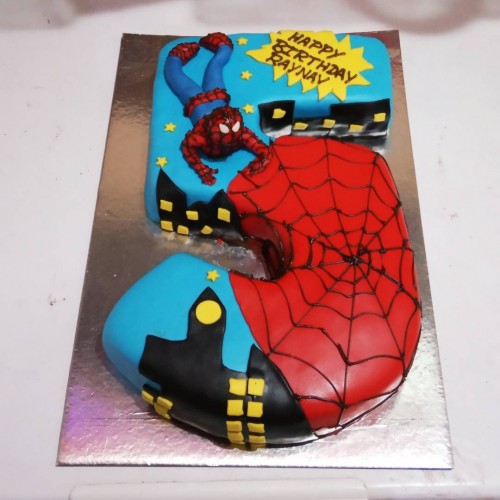 Spiderman and Batman 5 Number Cake Delivery in Delhi NCR