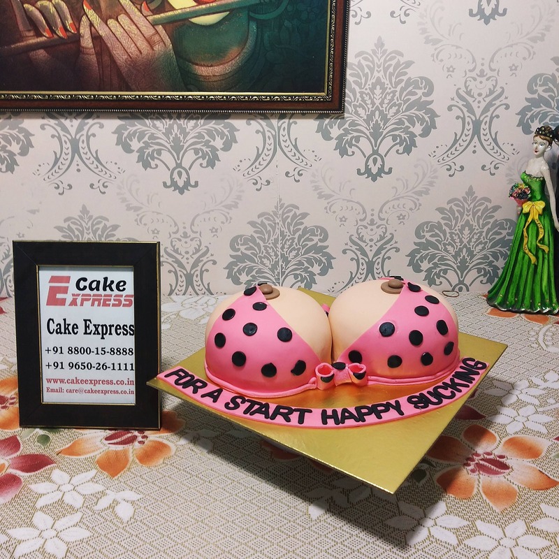 Polka Dots Pink Open Bra Fondant Cake Delivery in Delhi NCR - ₹2,249.00 Cake  Express